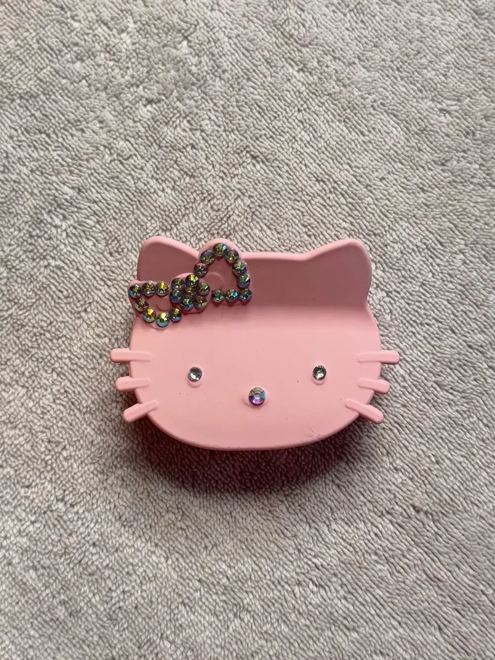 Large hello kitty hair claw clip matte  light pink with rhinestone accent